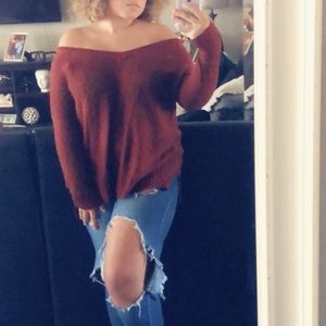 Cute hand knitted styled plus size sweater